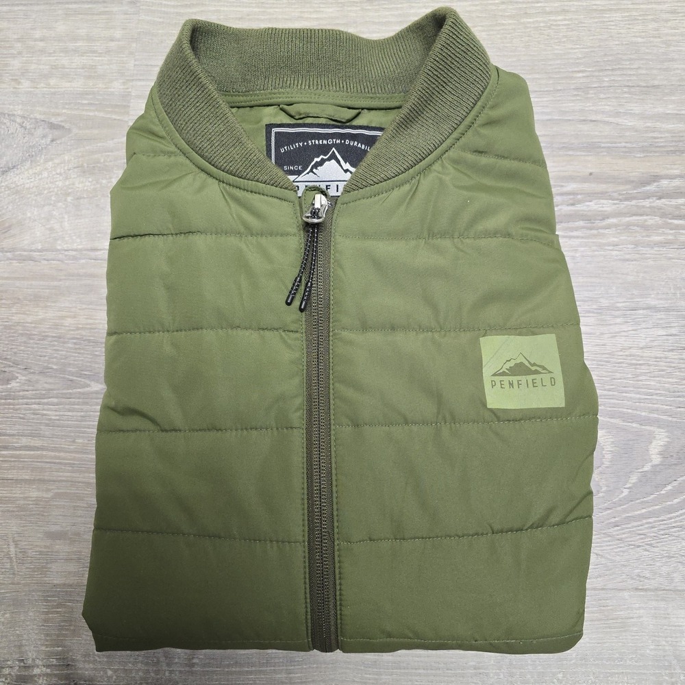 Penfield Quilted Puffer Vest Men XL Packable Reflective Green Full Zip Insulated - Picture 10 of 16